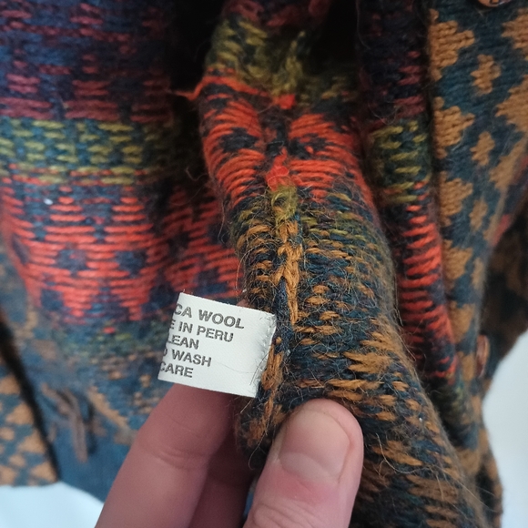 The Alpaca Connection Colorful Nordic Cardigan XL Peru 90s Folklore Boho Cabin - Picture 13 of 16